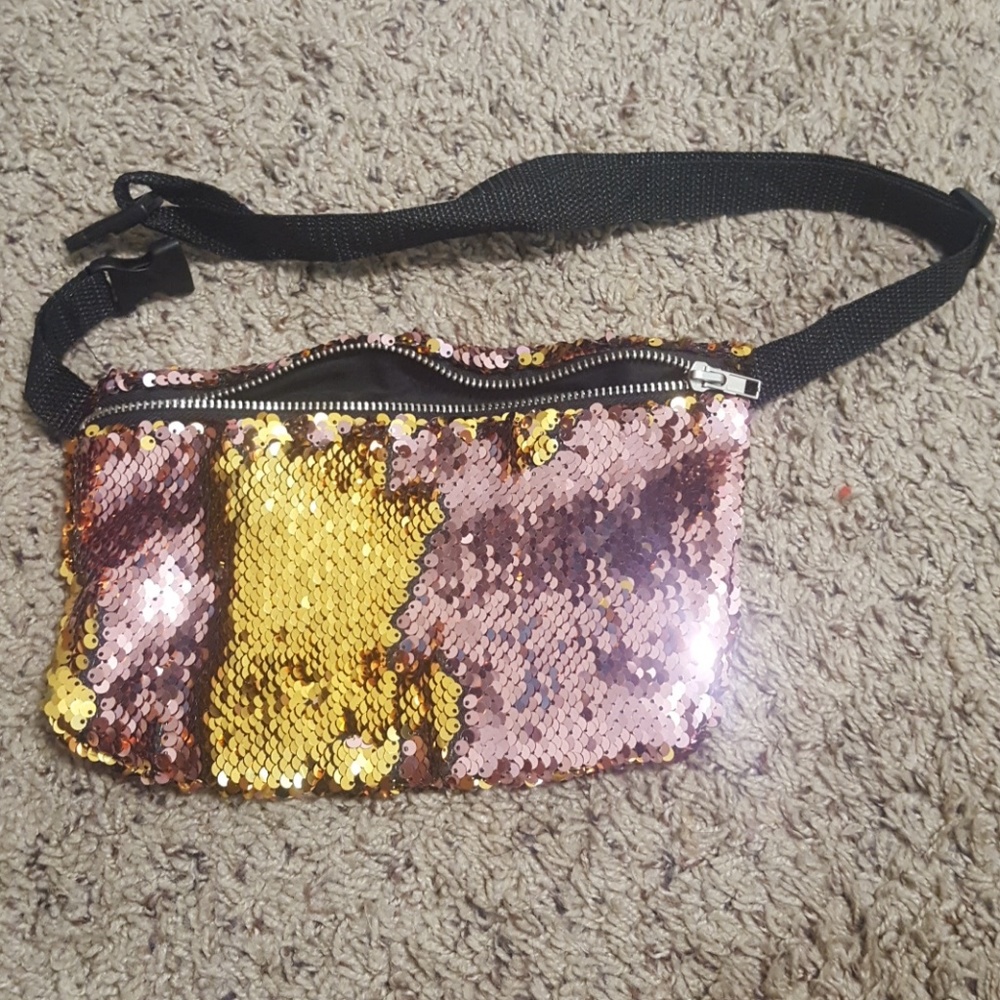 Reversible sequin fanny pack